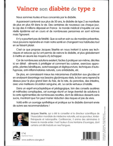 Livre Vaincre son diabète de type 2 par Jacques Staehle, couverture verso