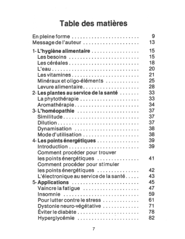 livre la santé par les médecines douces table des matières 1