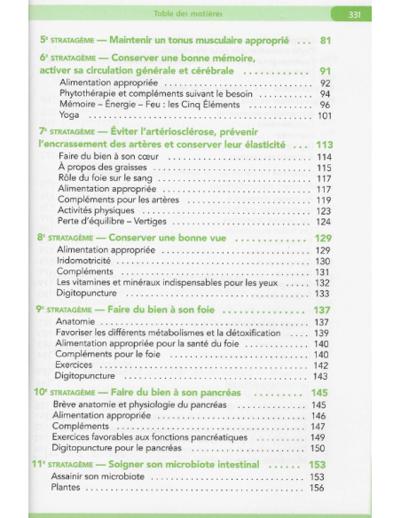 Livre Mes secrets de longévité par Jacques Staehle, extrait table des matières 2