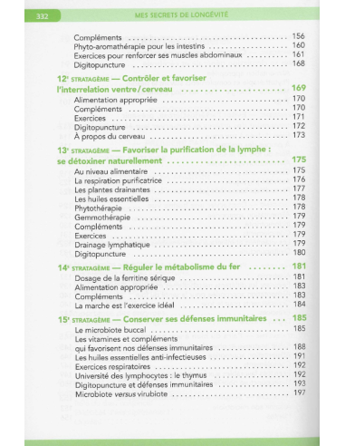 Livre Mes secrets de longévité par Jacques Staehle, extrait table des matières 3