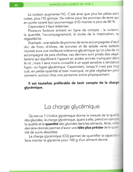 Livre Vaincre son diabète de type 2 par Jacques Staehle, extrait 1 chapitre la charge glycémique