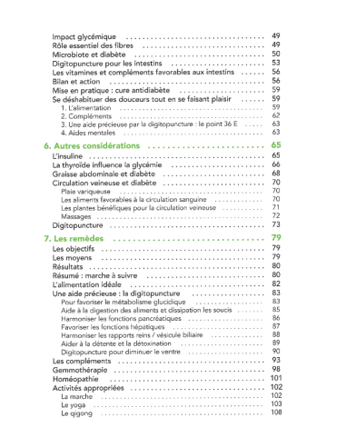 Livre Vaincre son diabète de type 2 par Jacques Staehle, extrait table des matières 2