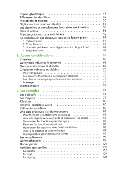 Livre Vaincre son diabète de type 2 par Jacques Staehle, extrait table des matières 2