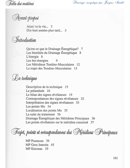 Cours Drainage énergétique page161 Table des matières Cours Drainage énergétique page161 Table des matières