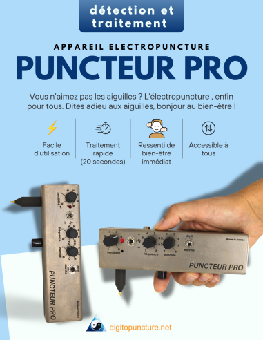 appareil électropuncture Puncteur Pro montrant les fonctions simples de l'appareil